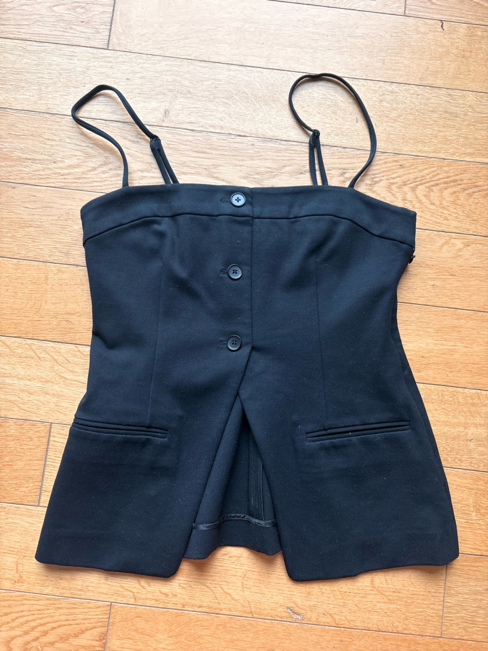 L’academi Classic Black button Front Women's tank